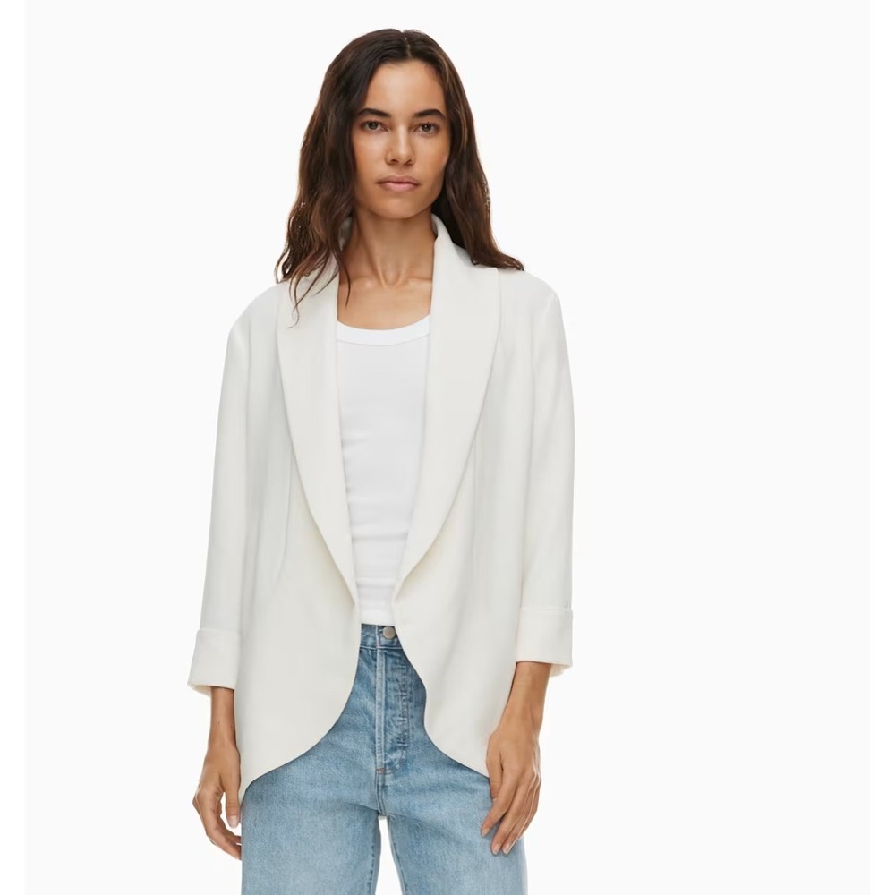 Wilfred White Draped Collar Blazer Jacket
